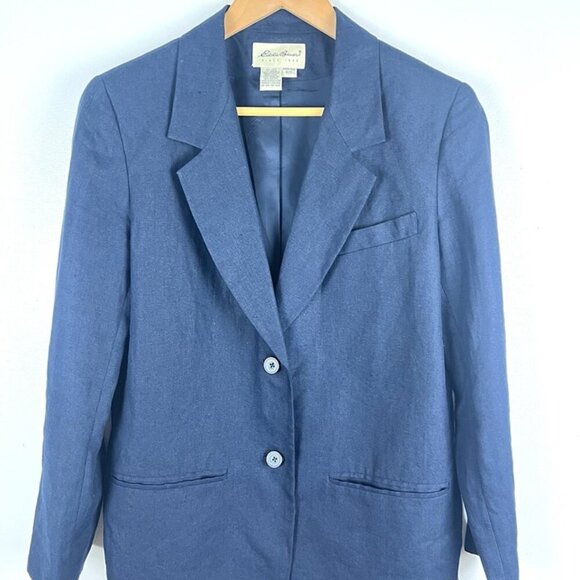 Eddie Bauer 100% Linen Navy Blue Blazer Men's Sz S Preppy Wedding Business - Picture 3 of 10